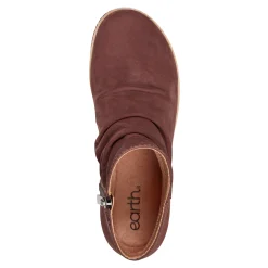Hot Earth Shoes Hilaree Water Repellent Round Toe Ruched Casual Booties Dark Red