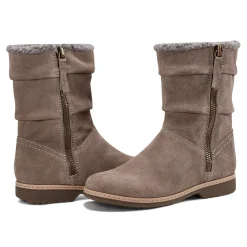 Sale Earth Shoes Hyland Water Repellent Round Toe Flat Casual Booties Dark Gray