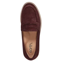 Sale Earth Shoes Javas Round Toe Casual Slip-on Loafers Dark Red