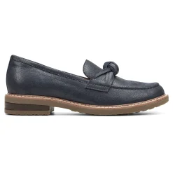 Discount Earth Shoes Jayde Knotted Loafers Dark Blue Leather