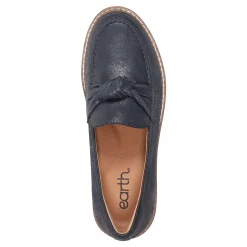 Discount Earth Shoes Jayde Knotted Loafers Dark Blue Leather