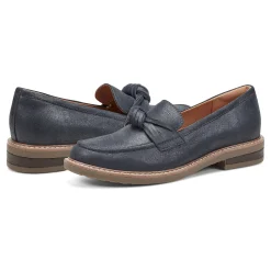 Discount Earth Shoes Jayde Knotted Loafers Dark Blue Leather