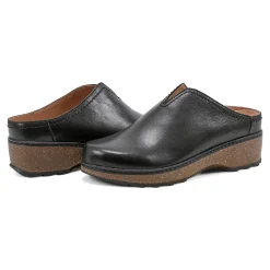 Discount Earth Shoes Kolia Round Toe Slip-on Casual Clogs Black Leather