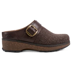 Earth Shoes Kulla Slip-on Round Toe Casual Clogs Brown Wool