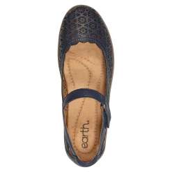 Earth Shoes Lady Perforated Slip-On Ballet Flat Dark Blue