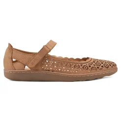 Clearance Earth Shoes Lady Perforated Slip-On Ballet Flat Dark Brown