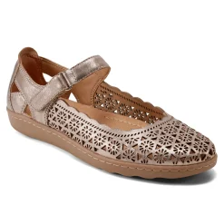 Earth Shoes Lady Perforated Slip-On Ballet Flat Gold