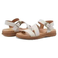 Hot Earth Shoes Lainey Casual Strappy Round Toe Flat Sandals Ivory