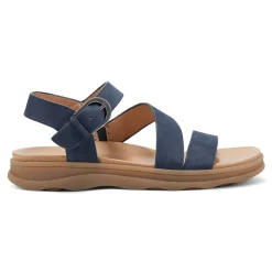 Online Earth Shoes Lainey Casual Strappy Round Toe Flat Sandals Medium Blue