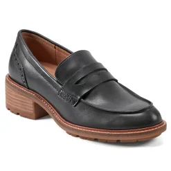 Online Earth Shoes Lindy Almond Toe Casual Slip-on Penny Loafers Black
