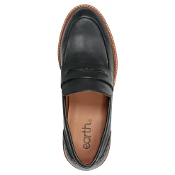 Online Earth Shoes Lindy Almond Toe Casual Slip-on Penny Loafers Black