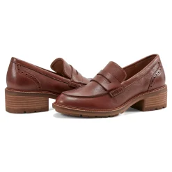 Sale Earth Shoes Lindy Almond Toe Casual Slip-on Penny Loafers Medium Brown