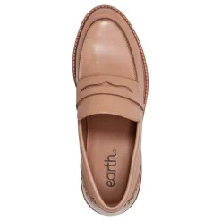 Hot Earth Shoes Lindy Almond Toe Casual Slip-on Penny Loafers Light Natural