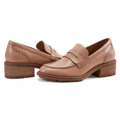 Hot Earth Shoes Lindy Almond Toe Casual Slip-on Penny Loafers Light Natural