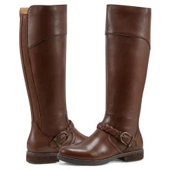 Clearance Earth Shoes Mira Round Toe High Shaft Casual Boots Medium Brown