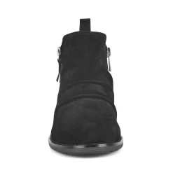 Earth Shoes Nadya Round Toe Ruched Casual Booties Black Suede
