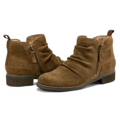 Earth Shoes Nadya Round Toe Ruched Casual Booties Natural