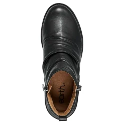 Earth Shoes Nadya Round Toe Ruched Casual Booties Black