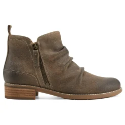 Hot Earth Shoes Nadya Round Toe Ruched Casual Booties Dark Brown