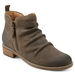 Hot Earth Shoes Nadya Round Toe Ruched Casual Booties Dark Brown
