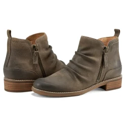 Hot Earth Shoes Nadya Round Toe Ruched Casual Booties Dark Brown
