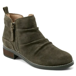 Best Earth Shoes Nadya Round Toe Ruched Casual Booties Dark Green