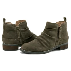 Best Earth Shoes Nadya Round Toe Ruched Casual Booties Dark Green