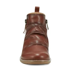 Best Earth Shoes Nadya Round Toe Ruched Casual Booties Medium Brown