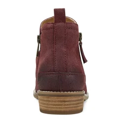 Sale Earth Shoes Nadya Round Toe Ruched Casual Booties Dark Red