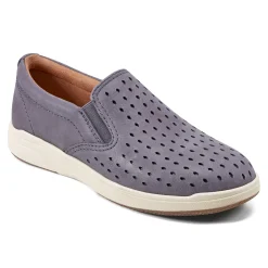 Outlet Earth Shoes Nel Laser Cut Round Toe Casual Slip-on Sneakers Blue