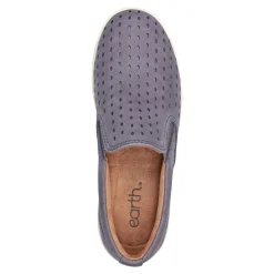 Outlet Earth Shoes Nel Laser Cut Round Toe Casual Slip-on Sneakers Blue