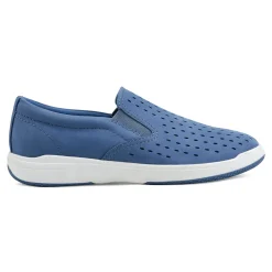 Online Earth Shoes Nel Laser Cut Round Toe Casual Slip-on Sneakers Medium Blue