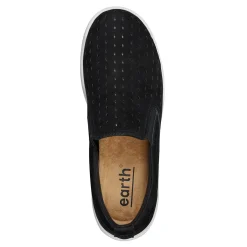 Sale Earth Shoes Nel Laser Cut Round Toe Casual Slip-on Sneakers Black