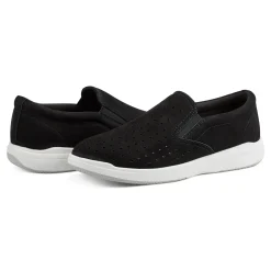 Sale Earth Shoes Nel Laser Cut Round Toe Casual Slip-on Sneakers Black