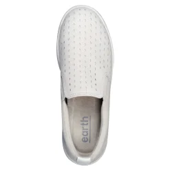 Hot Earth Shoes Nel Laser Cut Round Toe Casual Slip-on Sneakers White
