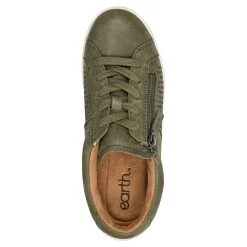 Hot Earth Shoes Netta Round Toe Casual Lace-up Sneakers Dark Green
