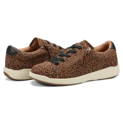 Outlet Earth Shoes Netta Round Toe Casual Lace-up Sneakers Leopard