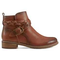 Earth Shoes Nicole Round Toe Stacked Heel Casual Booties Medium Brown