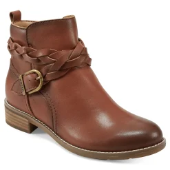 Earth Shoes Nicole Round Toe Stacked Heel Casual Booties Medium Brown