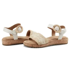 New Earth Shoes Padma Square Toe Platform Casual Sandals Ivory