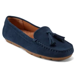 Outlet Earth Shoes Raquel Slip-on Casual Flat Tassel Loafers Dark Blue