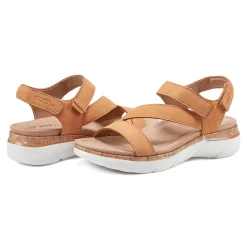 New Earth Shoes Roni Casual Strappy Flat Sandals Medium Natural