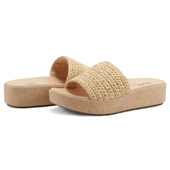 Discount Earth Shoes Sachan Casual Slip-on Wedge Platform Sandals Light Natural Rafia