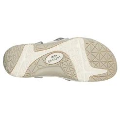 Clearance Earth Shoes Samsin Round Toe Strappy Casual Flat Sandals Light Gray