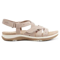 Online Earth Shoes Samsin Round Toe Strappy Casual Flat Sandals Light Pink