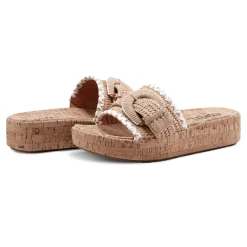Sale Earth Shoes Samsy Casual Slip-on Wedge Platform Sandals Light Natural