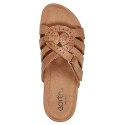 Hot Earth Shoes Sassoni Strappy Casual Slip-On Flat Sandals Medium Natural