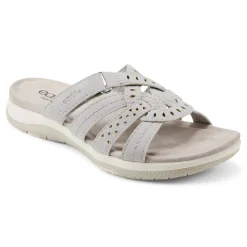 Best Earth Shoes Sassoni Strappy Casual Slip-On Flat Sandals Light Gray