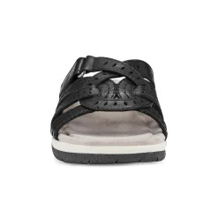 Discount Earth Shoes Sassoni Strappy Casual Slip-On Flat Sandals Black