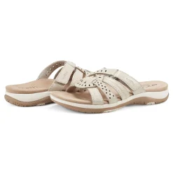 New Earth Shoes Sassoni Strappy Casual Slip-On Flat Sandals Ivory